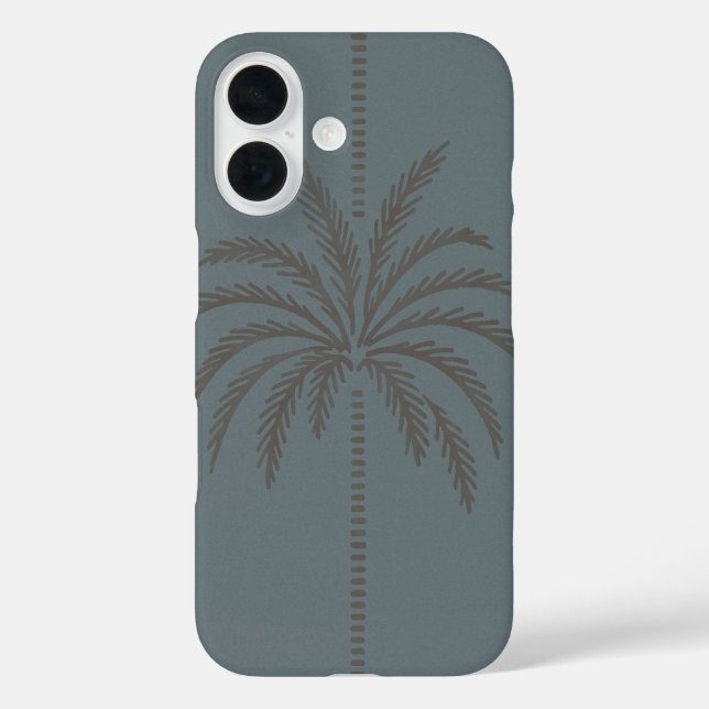 Minimal Palm Tree Pattern Blue Grey Tropical  Case-Mate iPhone Case (Back)