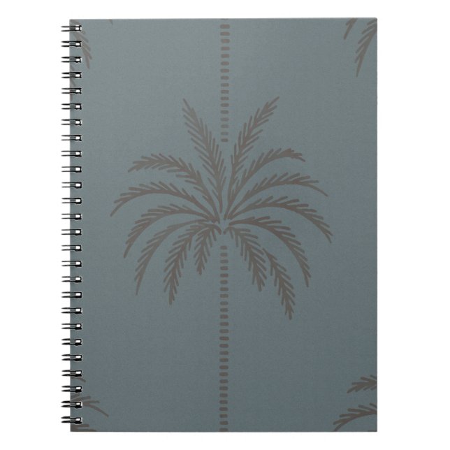 Minimal Palm Tree Pattern Blue Grey Tropical  Notebook (Front)