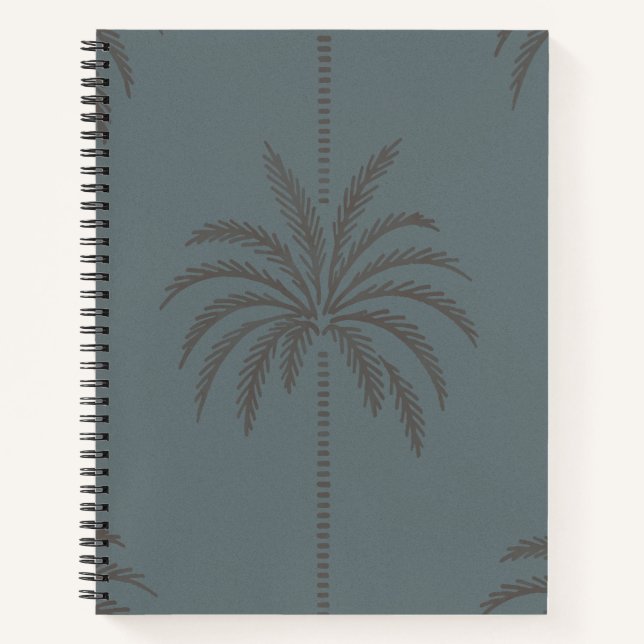 Minimal Palm Tree Pattern Blue Grey Tropical  Notebook (Front)