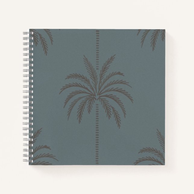 Minimal Palm Tree Pattern Blue Grey Tropical  Notebook (Front)