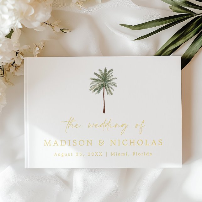 Minimal Palm Tree Photo Wedding Foil Guest Book (Creator Uploaded)