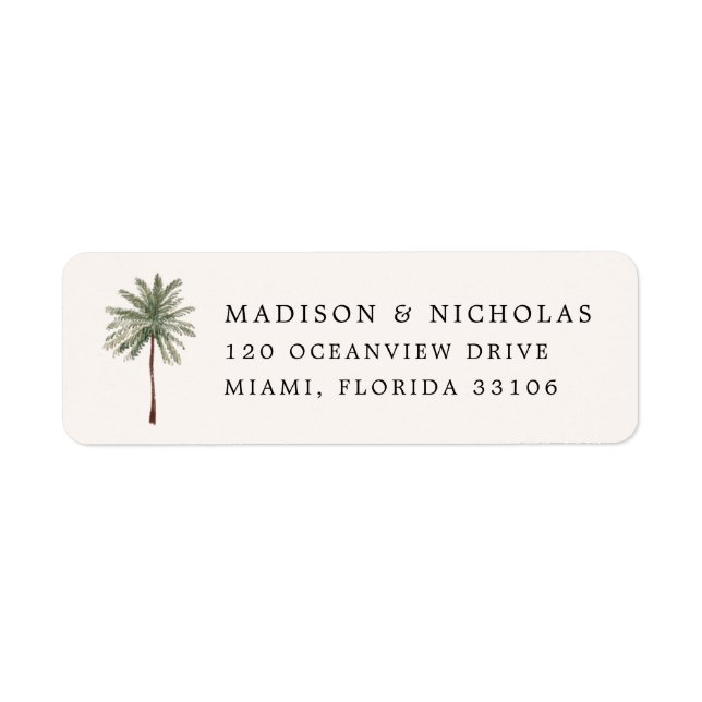 Minimal Palm Tree Return Address Label (Front)