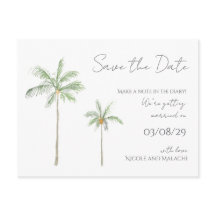 Minimal Palm Tree Save The Date Postcard