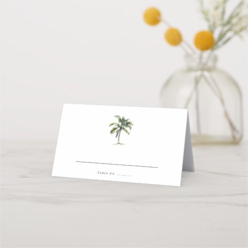 Minimal Palm Tree Tropical Beach Place Card