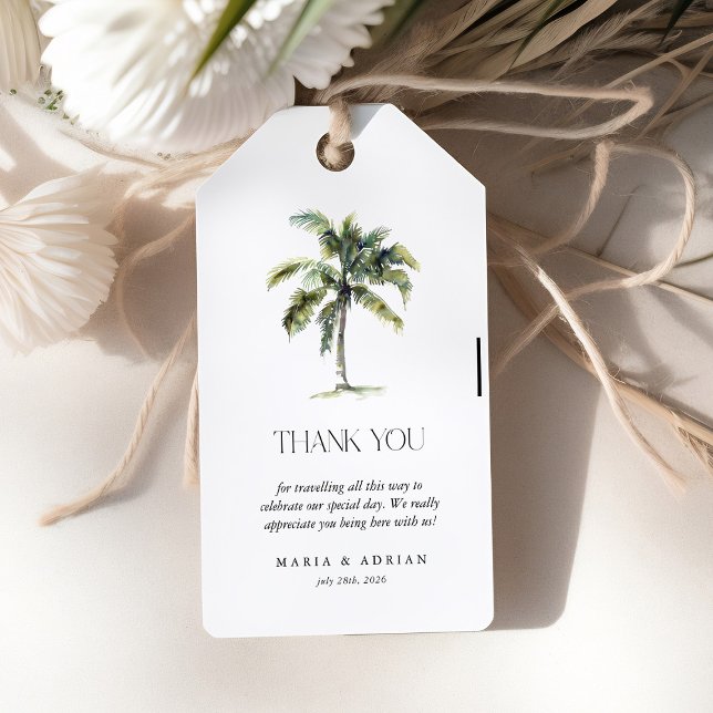 Minimal Palm Tree Tropical Beach Wedding favor Gift Tags (Creator Uploaded)