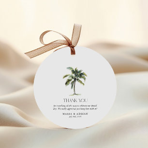 Minimal Palm Tree Tropical Beach Wedding Favor Tags