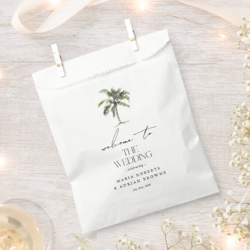 Minimal Palm Tree Tropical Beach Wedding Welcome  Favor Bag