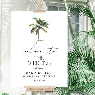 Minimal Palm Tree Tropical Beach Wedding Welcome Foam Board