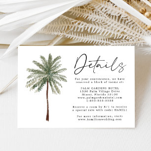Minimal Palm Tree Wedding Details Card