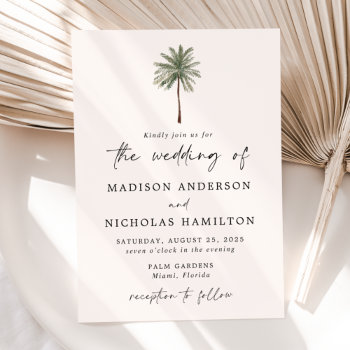 Minimal Palm Tree Wedding Invitation by latebloom at Zazzle