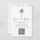 Minimal Palm Tree Wedding QR Code RSVP Card (Front)