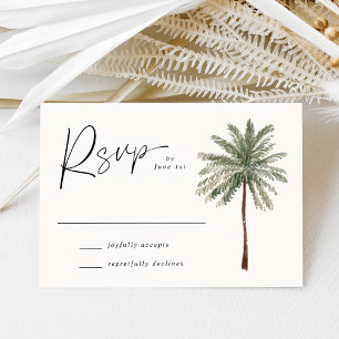 Minimal Palm Tree Wedding RSVP Card