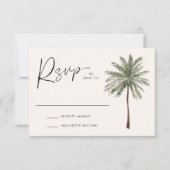 Minimal Palm Tree Wedding RSVP Card (Front)