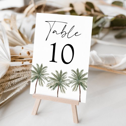 Minimal Palm Tree Wedding Table Number