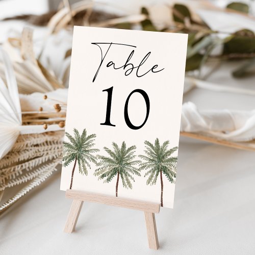 Minimal Palm Tree Wedding Table Number