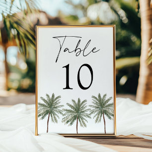 Minimal Palm Tree Wedding Table Number Card
