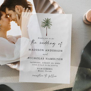 Minimal Palm Tree Wedding Vellum Invitations