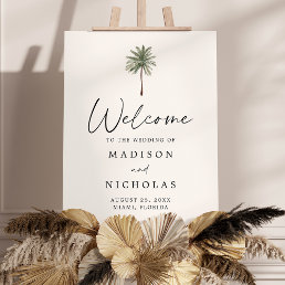 Minimal Palm Tree Wedding Welcome Sign