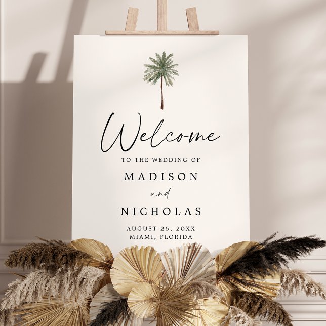 Minimal Palm Tree Wedding Welcome Sign (Creator Uploaded)