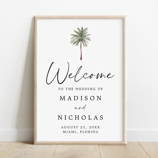 Minimal Palm Tree Wedding Welcome Sign Poster (Creator Uploaded)