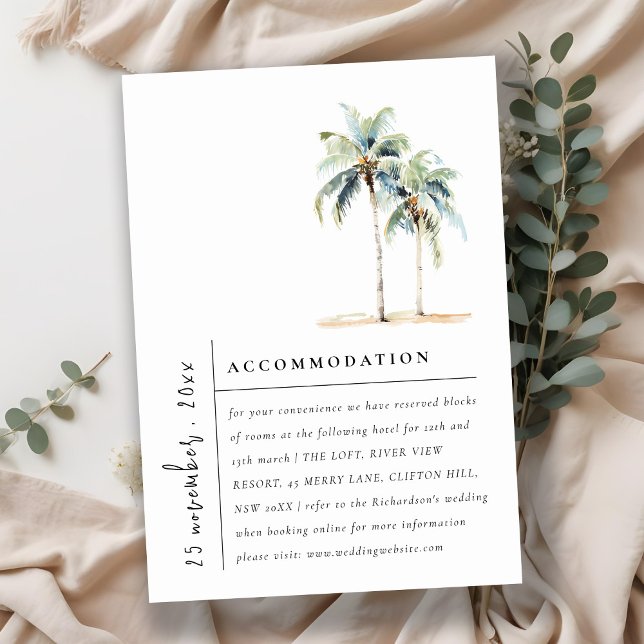 Minimal Palm Trees Tropical Wedding Accomodation Enclosure Card (Creator Uploaded)