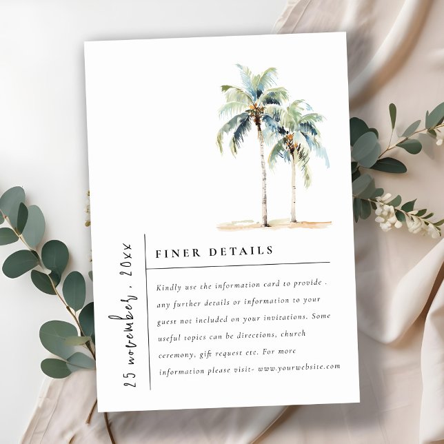 Minimal Palm Trees Tropical Wedding Details Enclosure Card (Creator Uploaded)