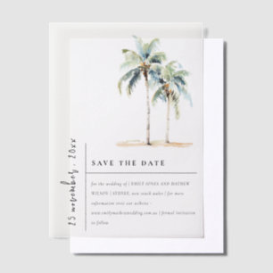 Minimal Palm Trees Tropical Wedding Save The Date Vellum Invitations