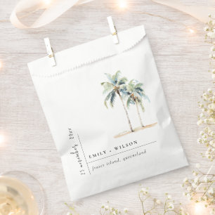 Minimal Palm Trees Watercolor Tropical Wedding Favor Bag