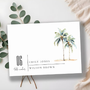 Minimal Palm Trees Watercolor Tropical Wedding Invitation