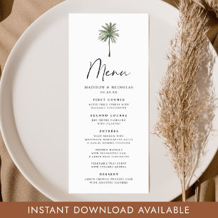 Minimal Palm Wedding Menu