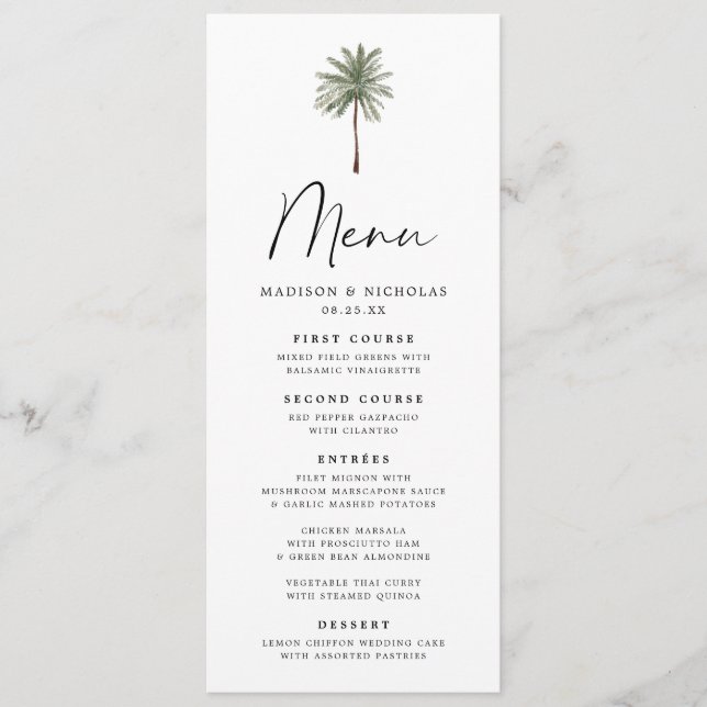 Minimal Palm Wedding Menu (Front)