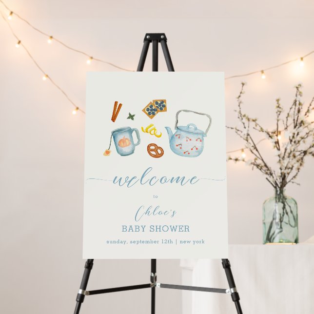 Minimal Par-Tea Cookie Baby Shower Welcome Sign (In Situ (Stand))