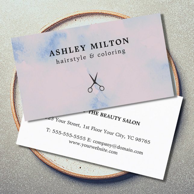 Minimal Pastel Black Scissors Hair Stylist Business Card (Creator Uploaded)