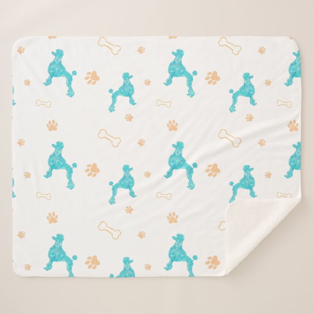 Minimal Pastel Blue Poodle Silhouette Blanket (Front (Horizontal))