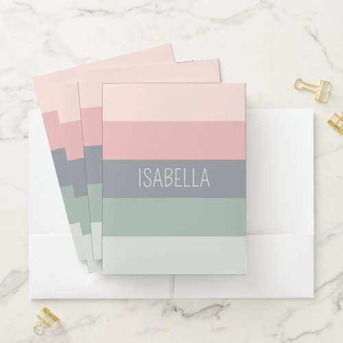 Minimal Pastel Color Block Personalized Pocket Folder