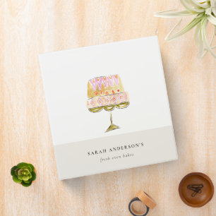 Minimal Pastel Colorful Watercolor Cake Bakery 3 Ring Binder