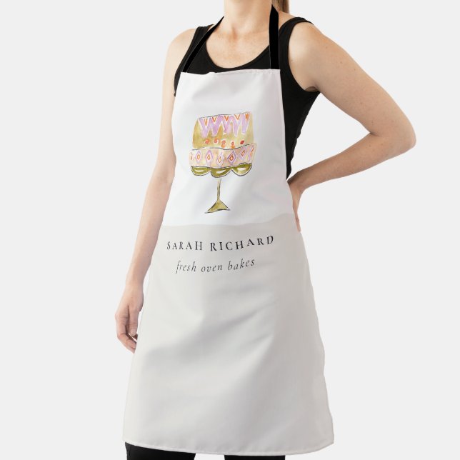 Minimal Pastel Colorful Watercolor Cake Bakery Apron (Insitu)