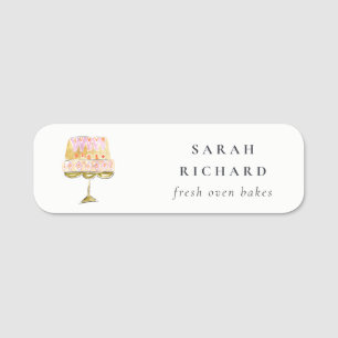 Minimal Pastel Colorful Watercolor Cake Bakery Name Tag