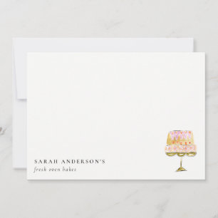 Minimal Pastel Colorful Watercolor Cake Bakery Note Card