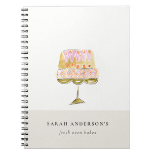 Minimal Pastel Colorful Watercolor Cake Bakery Notebook