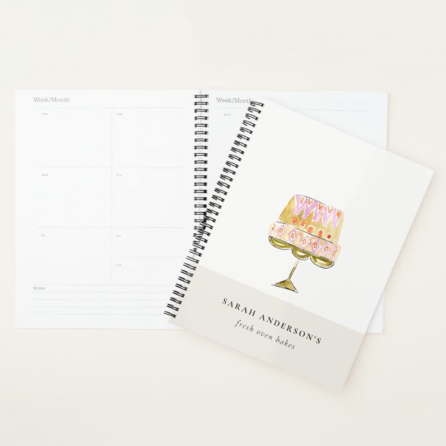 Minimal Pastel Colorful Watercolor Cake Bakery Planner (Display)