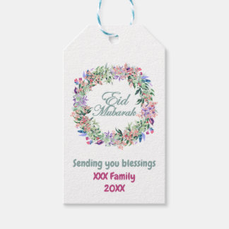 Minimal Pastel Floral Eid Mubarak Personalized Gift Tags