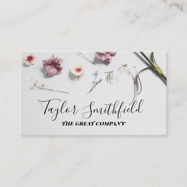 Minimal Pastel Florals Business Card (Front)