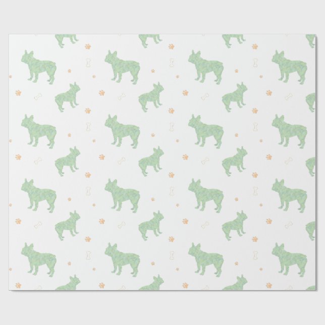 Minimal pastel mint french bulldog wrapping paper (Flat)
