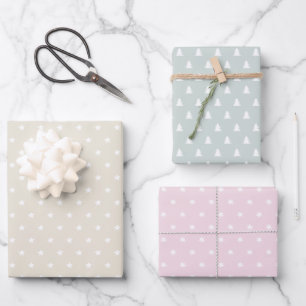 Minimal Pastel pink green beige Scandi Christmas Wrapping Paper Sheets