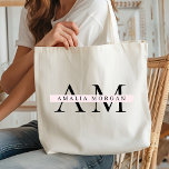 "Minimal Pastel Pink Initial & Name Personalized  Tote Bag<br><div class="desc">Carry your essentials in style with this minimal pastel pink personalized tote bag. Featuring your initial and name in a sleek, modern monogram design, this tote is both chic and functional. Made from durable, high-quality fabric, it's perfect for everyday use, grocery shopping, beach trips, or as a stylish work bag....</div>
