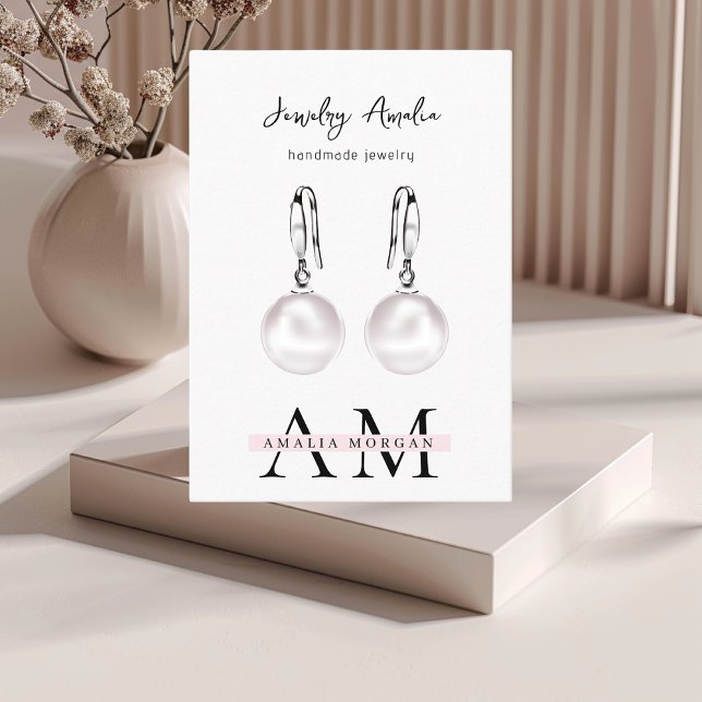 Minimal Pastel Pink Initial & Personalized  Business Card (Creator Uploaded)