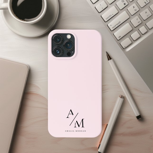 Minimal Pastel Pink Initial & Personalized  Case-Mate iPhone Case (Creator Uploaded)