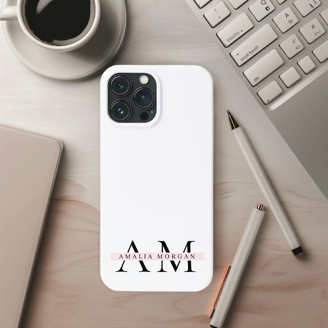 Minimal Pastel Pink Initial & Personalized  Case-Mate iPhone Case (Creator Uploaded)
