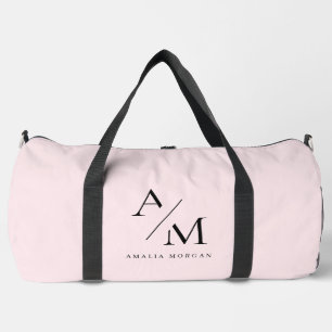 Minimal Pastel Pink Initial & Personalized  Duffle Bag